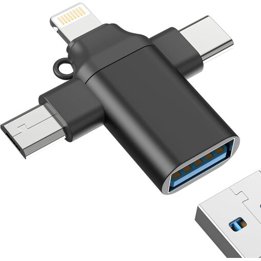 Subzonal 3-in-1 USB C OTG Adapter (Micro USB to USB A Female) - Compatible with iPhone, iPad, Samsung and More