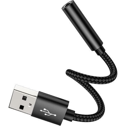 USB to 3.5mm Audio Jack Adapter - High Quality Sound Converter for Headphones, Mic and Speakers