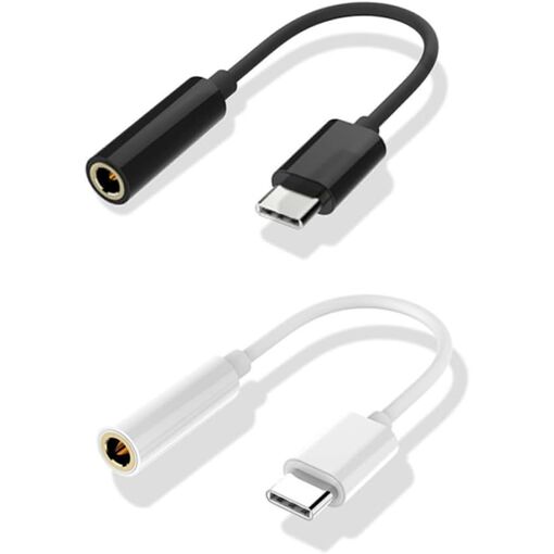 USB-C to 3.5mm Audio Adapter - Black, Reversible Design, 2 Piece Lot