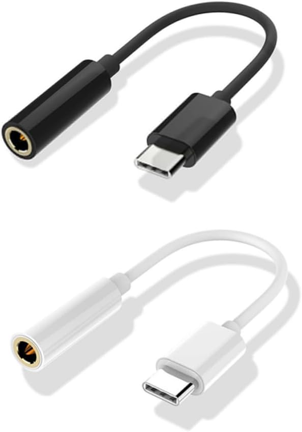 USB-C to 3.5mm Audio Adapter - Black, Reversible Design, 2 Piece Lot