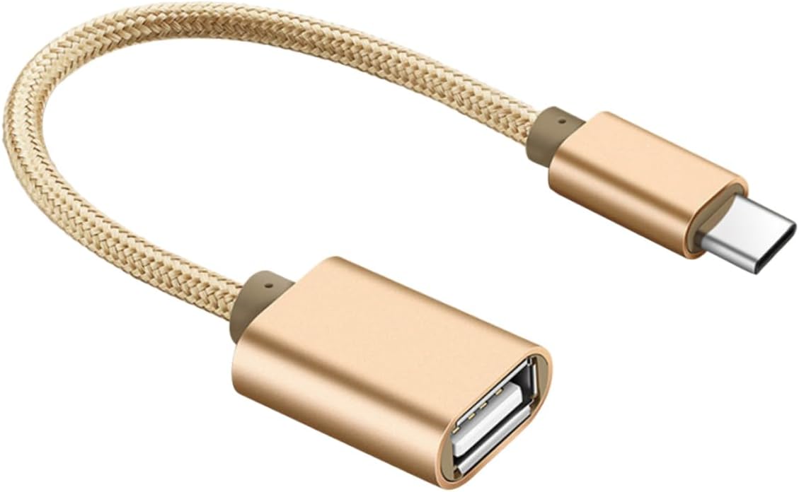 Cable adaptador Subzonal OTG USB Tipo-C a USB 2.0 para teléfono inteligente y tableta, conector de aleación de aluminio, cable de nylon trenzado resistente, transferencia rápida de datos, color dorado
