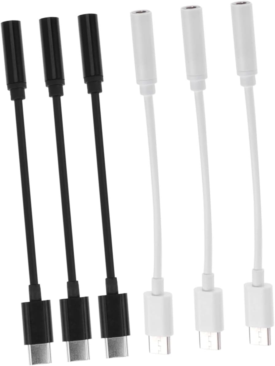 Subzonal Audio Adapter - 6-Pack USB-C to 3.5mm Jack, PVC, Compact & Portable for Headphones