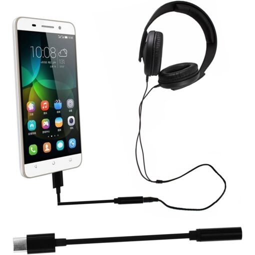 USB Type-C to 3.5mm Headphone Adapter Set (Black) - 3 Pieces