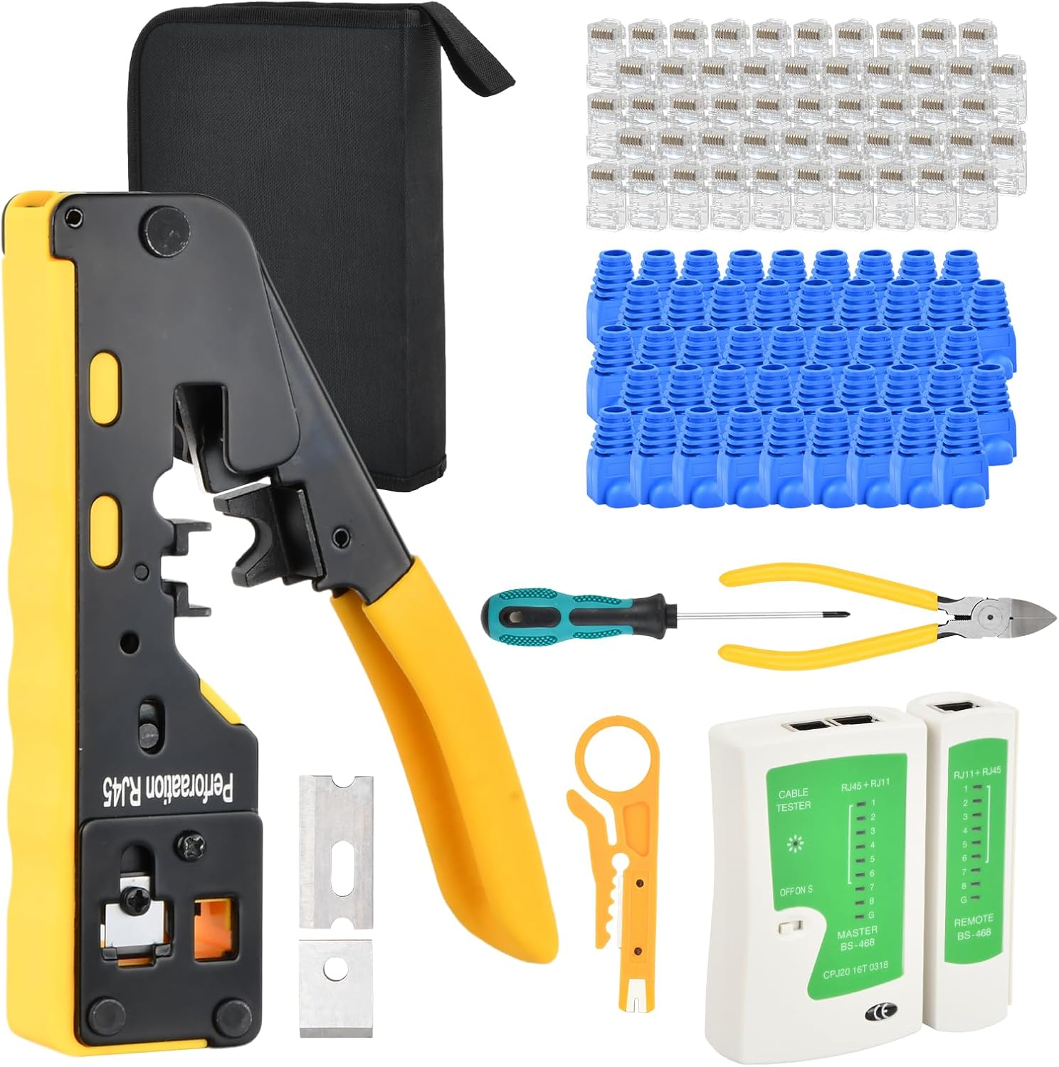 Subzonal RJ45 Crimping Pince Kit for Network Connector with 50 Connectors