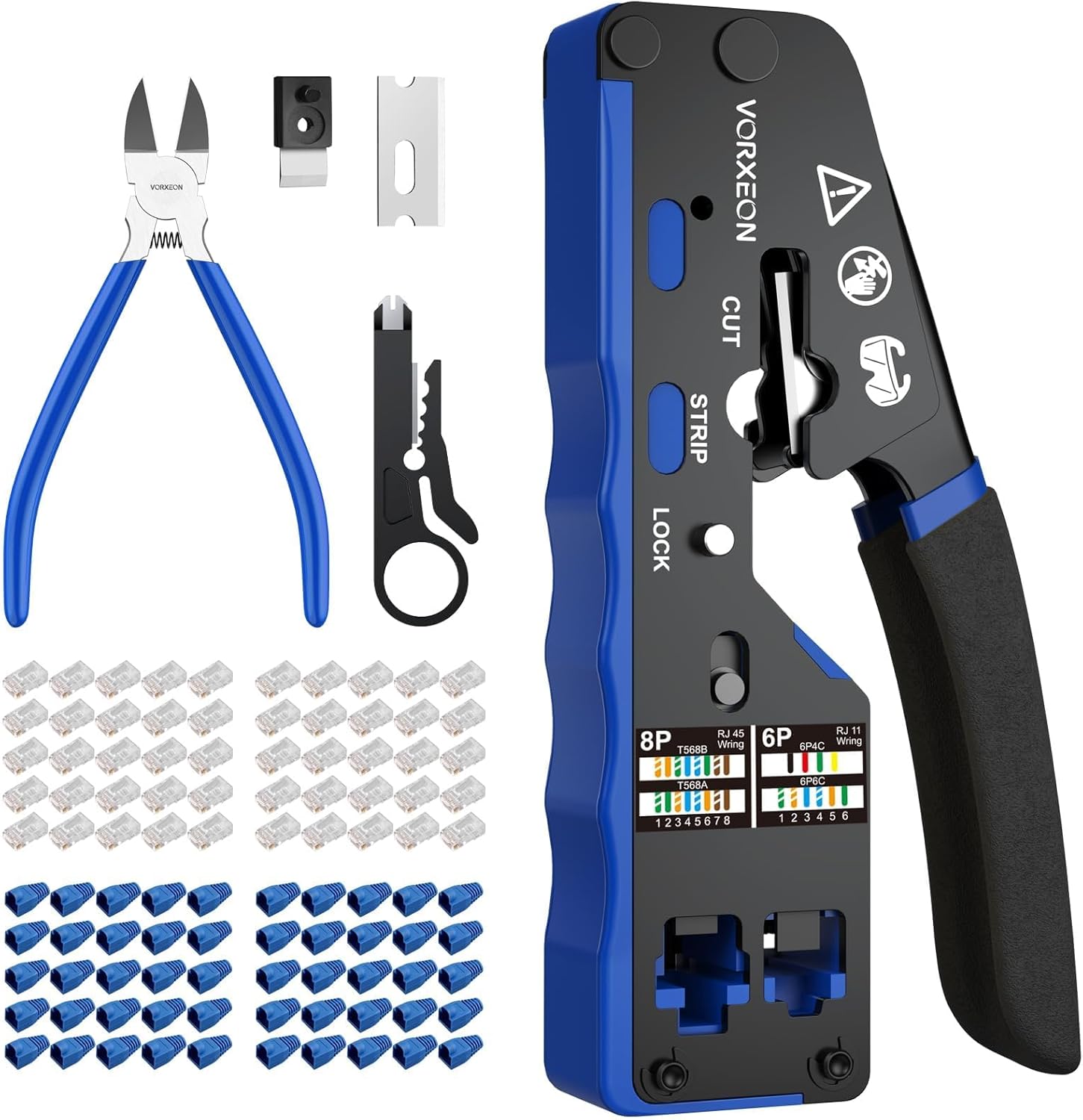 RJ45 Crimping Pince Kit for Network Installation - Cat6, Cat5, Cat5e