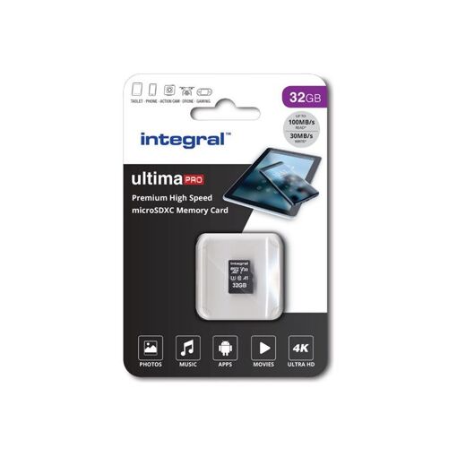 Integral UltimaPro 32GB MicroSDHC Card (UHS-I, Class 10, A1/V30)
