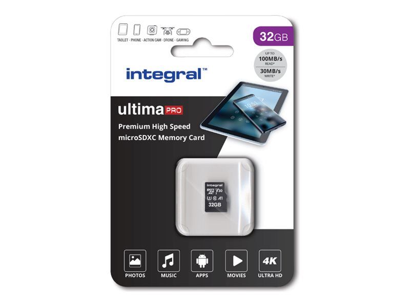 Tarjeta de memoria Integral UltimaPro 32 GB (microSDHC, UHS-I, Clase 10, A1/V30)