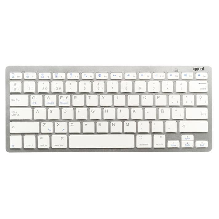 Iggual Wireless 60% TKL Keyboard - QWERTY - Silver White