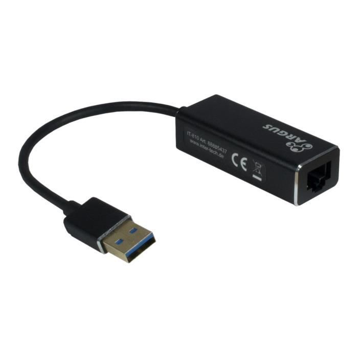INTERTECH Network Adapter USB 3.0 Gigabit Ethernet Black