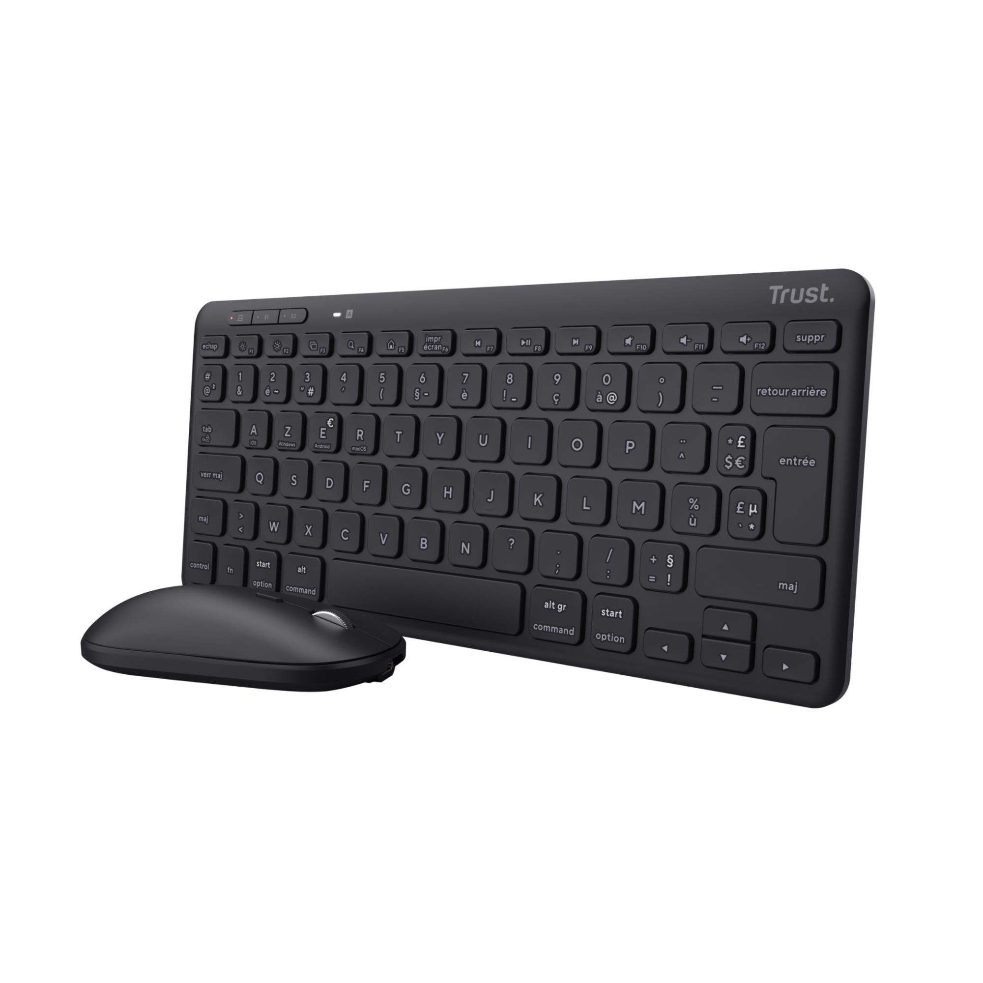 Trust Lyra Pack Wireless Keyboard and Mouse, AZERTY French, 84% Recycled Plastic, Rechargeable Mini Keyboard for PC