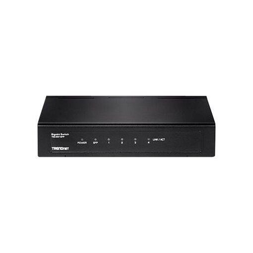 Trendnet TEG S51SFP - Switch - Unmanaged - 4 x 10/100/1000 + 1 x Gigabit SFP - Wall Mountable - TAA Compliance