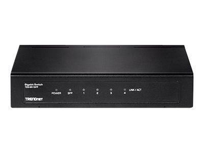 Trendnet TEG S51SFP - Switch - Unmanaged - 4 x 10/100/1000 + 1 x Gigabit SFP - Wall Mountable - TAA Compliance