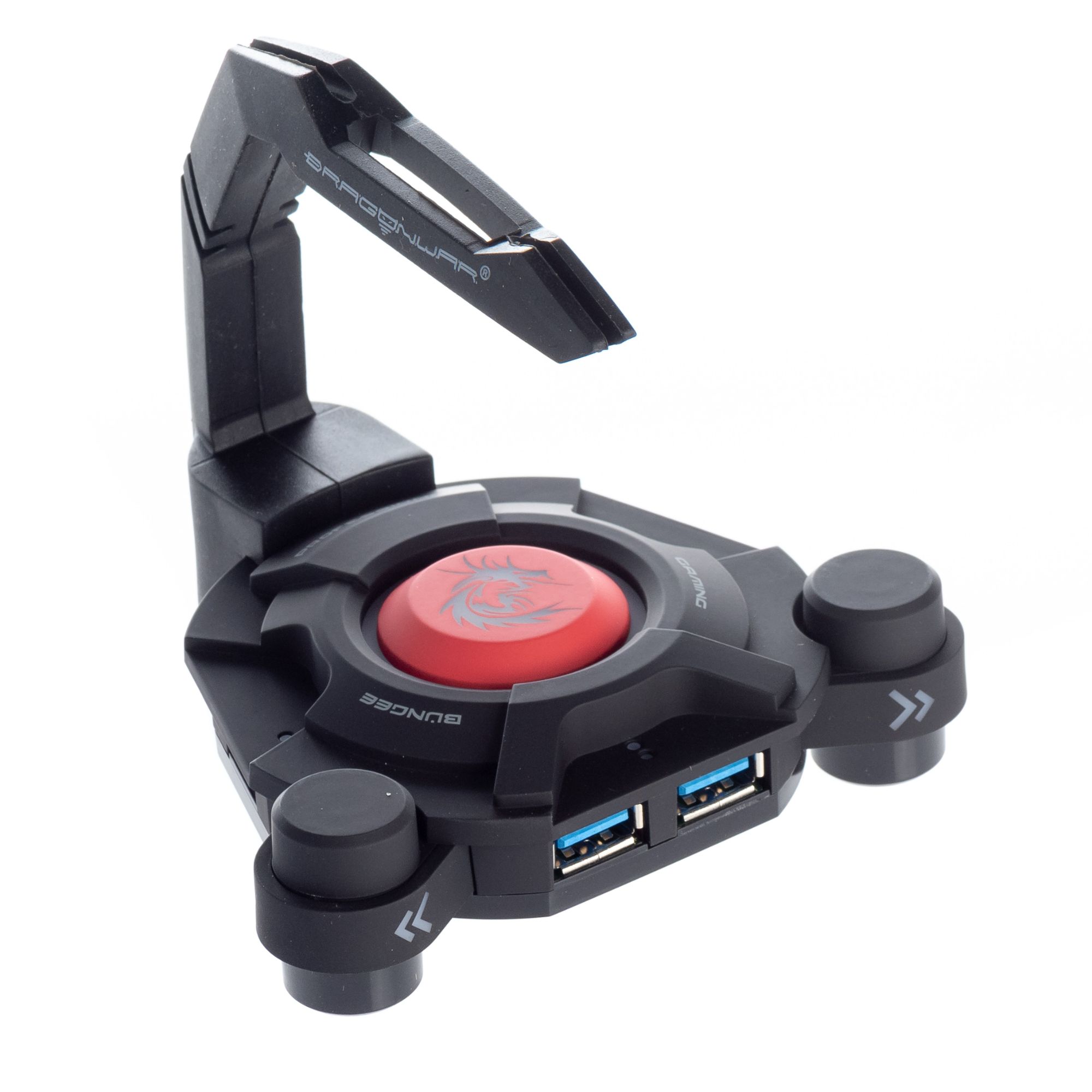 Dragonwar Bungee + Hub USB 3.0 - 4 Puertos USB 3.0 - Soporte de cables multidireccional y flexible con iluminación LED