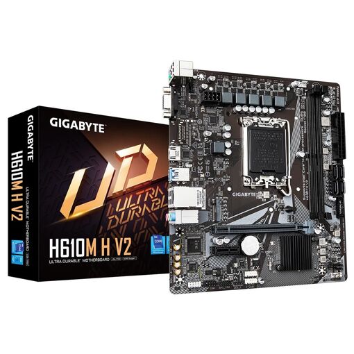 Tarjeta madre Gigabyte H610M H V2 - Compatible con procesadores Intel Core de 14ª generación, VRM digital híbrido 4+1+1, hasta 5600 MHz DDR5, 1x PCIe 3.0 M.2, GbE LAN, USB 3.2 Gen 1