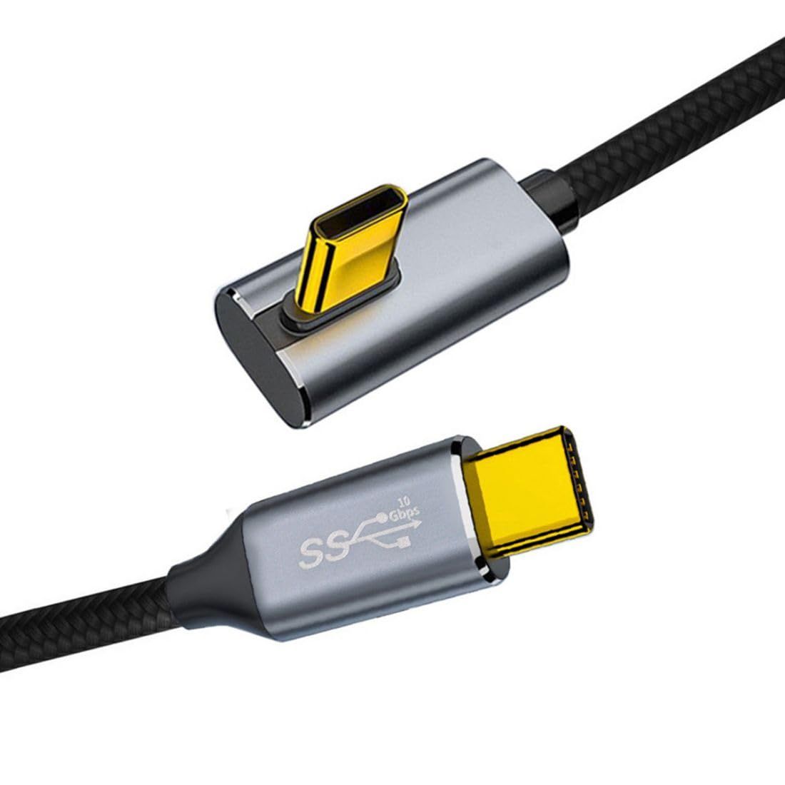Câble USB-C, 10 Go/s, charge rapide PD 100 W, tressé en nylon à angle plié de 90 degrés, prend en charge la sortie vidéo 0,5 M [X3833]