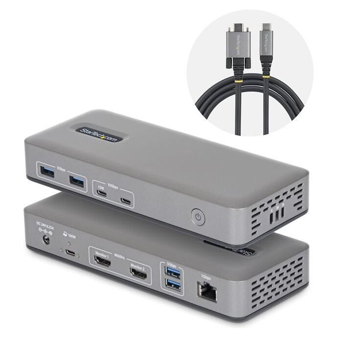 StarTech.com USB-C Docking Station - 2 HDMI, 1GbE, UK/EU