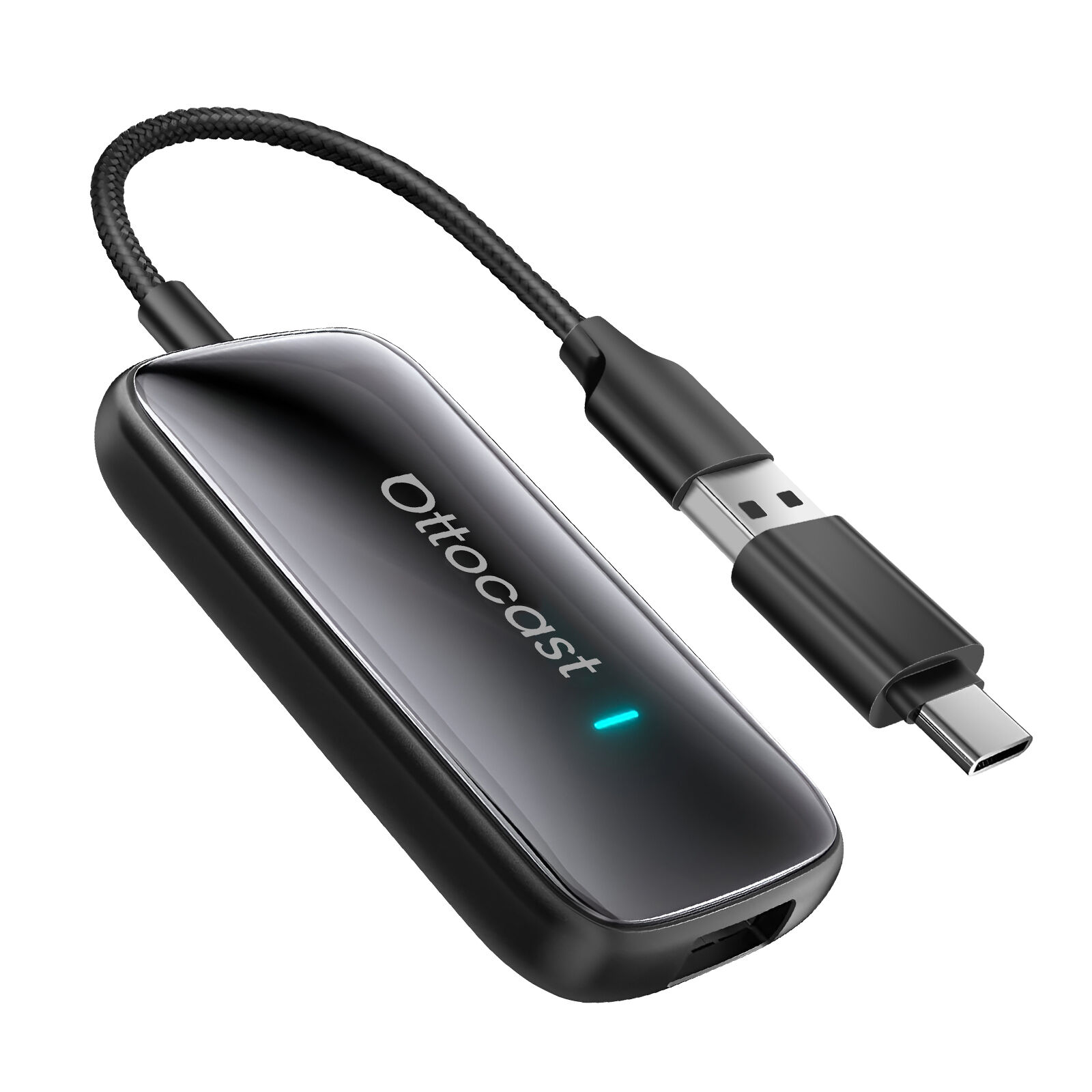 Avizar Ottocast Wireless Adapter USB & USB-C for CarPlay and Android Auto - Black