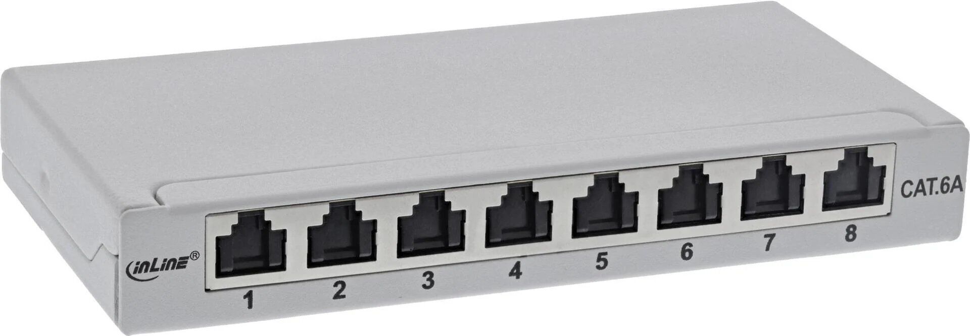 InLine Cat.6A 0.5U 8-Port Patch Panel, Gray (76818A)