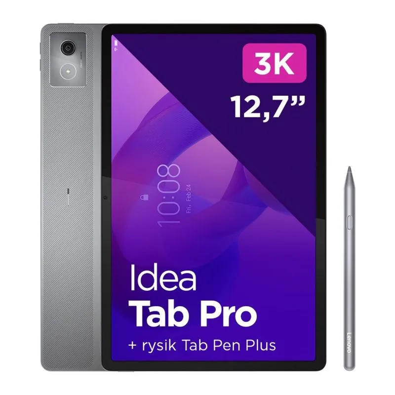 Lenovo Idea Tab Pro, 12.7 pulgadas, 3K, 400 nits, 144 Hz, 8GB/128GB, MediaTek Dimensity 8300, ARM G615 MC5, WiFi + Pluma, Gris Luna
