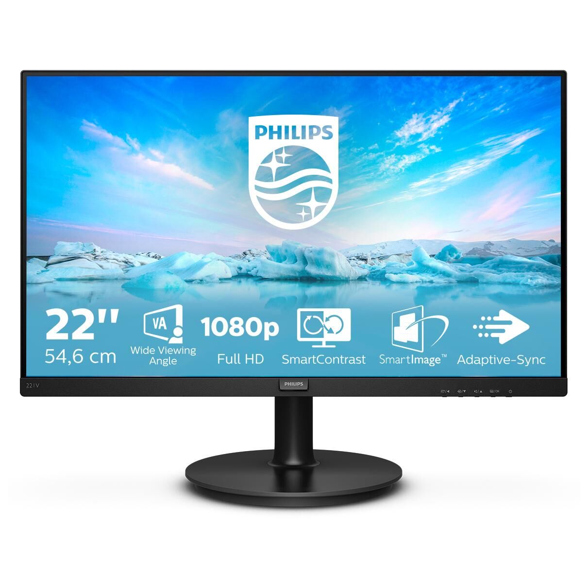 Philips V-line 221V8A - Écran LED - 22" (21.5" visualisable) - 1920 x 1080 Full HD (1080p) @ 75 Hz - VA - 200 cd/m² - 4000:1 - 4 ms - HDMI, VGA - haut-parleurs - noir texturé