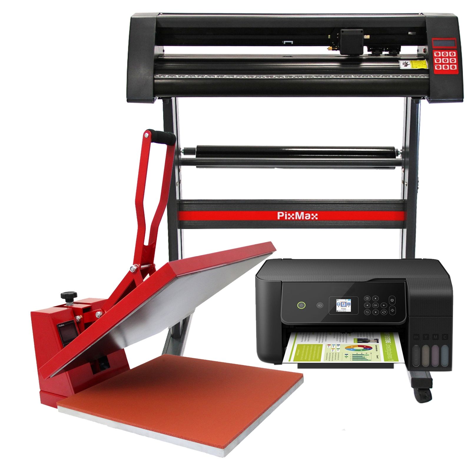 Máquina de prensado térmico PixMax, forma de cangrejo de 50 cm, cortadora y impresora de vinilo