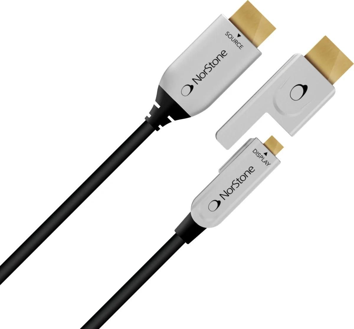 NorStone Fiber Optic HDMI Cable - HDMI 2.0 - UHD 4K, Full HD, 3D, 7.1 Audio Compatible - Gold Plated Connectors - 40m