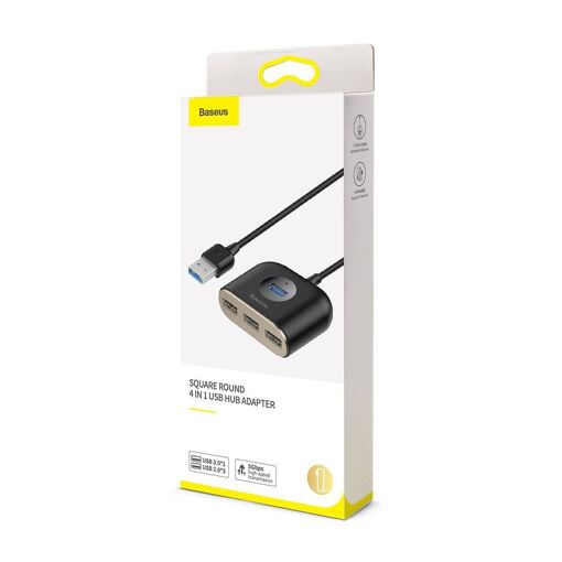 Baseus 4-in-1 USB Adapter (USB3.0 + 2 x USB2.0), 1m, Black
