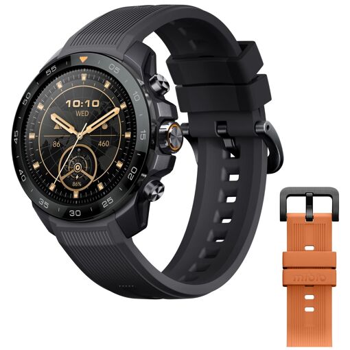 Mibro ORAW1022N Smartwatch and Sports Watch - 48mm, Black Bracelet, Grey and Orange