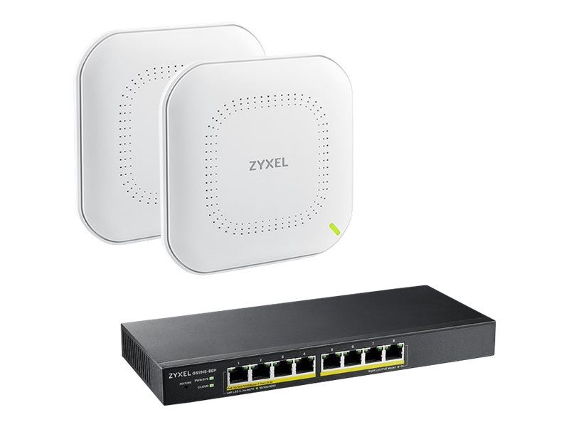 Zyxel GS1915 Series GS1915-8EP 1x + NWA90 2x - Starter Kit - commutateur - 2x 6 points d'accès WiFi & commutateur intelligent PoE 8 ports [NWA90AX & GS1915-8EP] - intelligent - 8 x 10/100/1000 (PoE+) - de bureau, fixation murale - PoE+ (60 W)