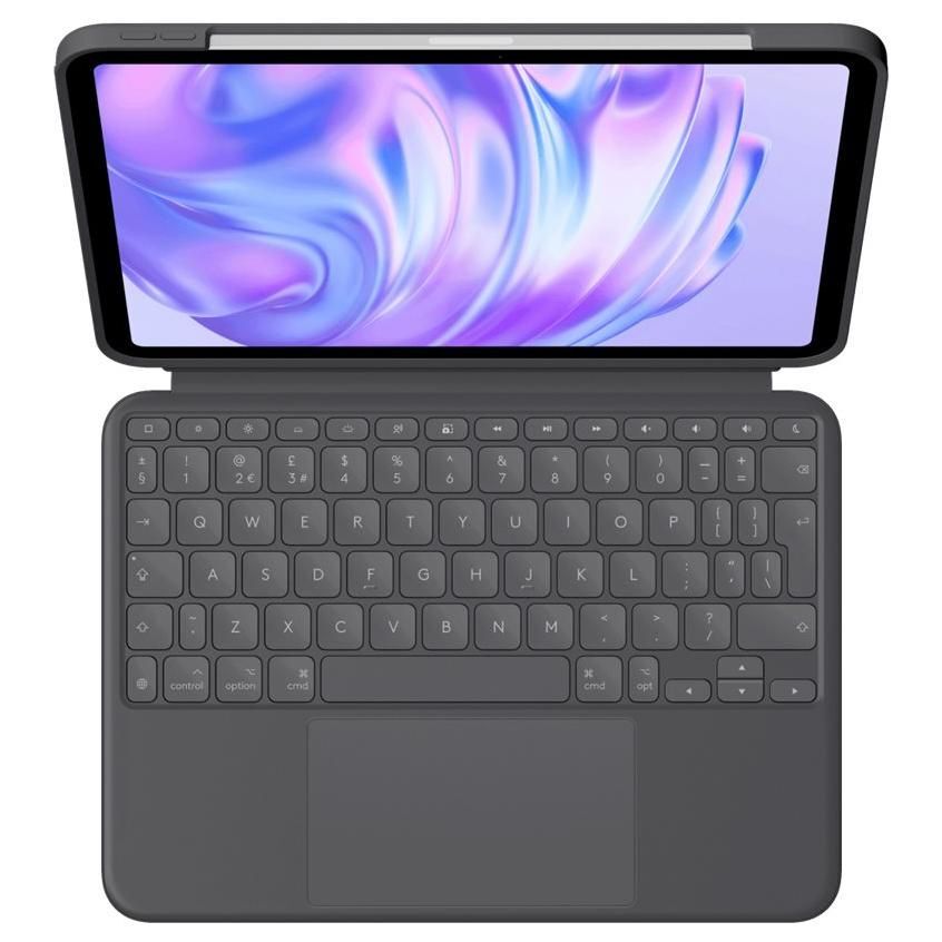 Logitech Combo Touch - Teclado y funda con trackpad - retroiluminado - Conector inteligente de Apple - QWERTY - ES - Grafito para iPad Pro de 11 pulgadas (M4)