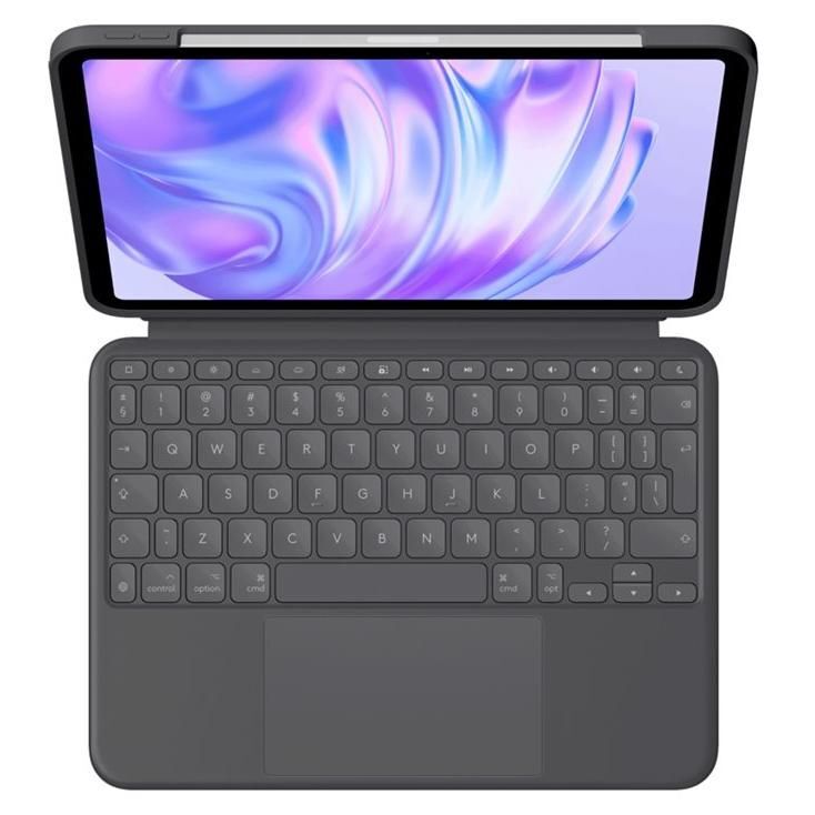 Logitech Combo Touch - Teclado y funda con trackpad - retroiluminado - Conector inteligente de Apple - QWERTY - EE. UU. Internacional - Grafit para Apple iPad Pro de 11 pulgadas (M4)