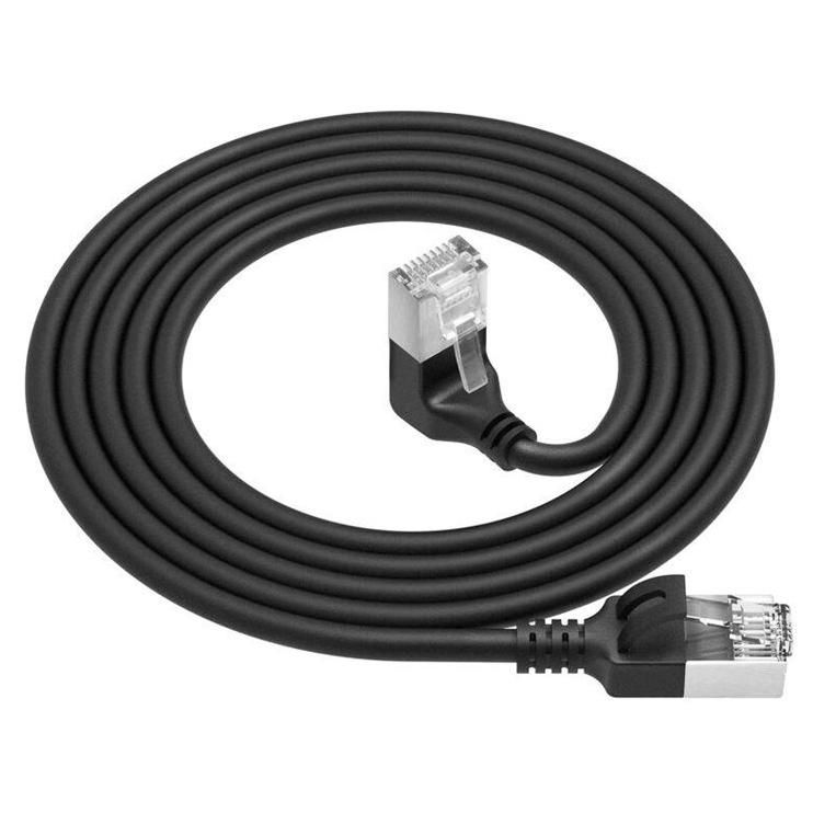 ACT - RJ-45 Inclined to Straight Cable - 25 cm - 3.8 mm - U/FTP (Shielded Twisted Pair) - CAT 6a - Halogen-free - Black