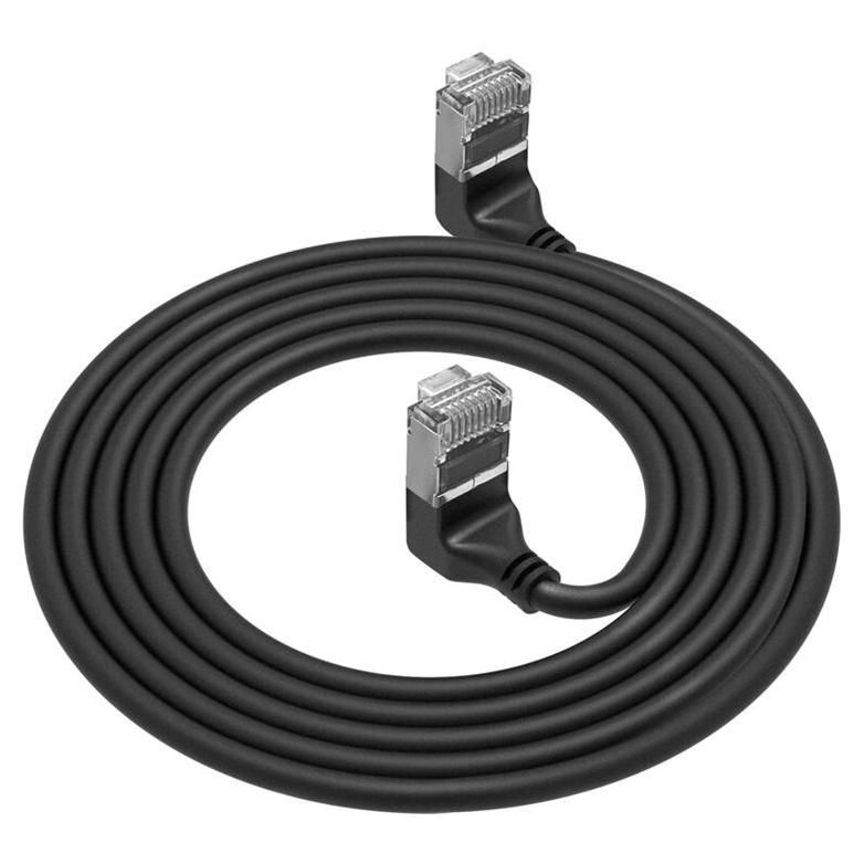 ACT Cat6a 3m Angled Patch Cable (M-M, 3.8mm, U/FTP, Black)