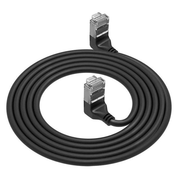 ACT Angle-Up RJ-45 Cable - 15 cm, 3.8 mm, CAT 6a, U/FTP, Halogen-Free, Black