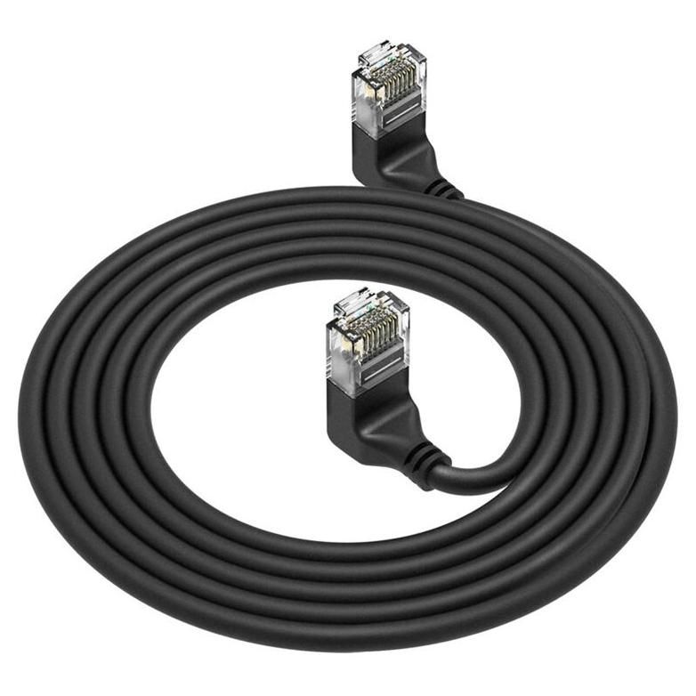 ACT Slimline - RJ-45 Up Angle to Up Angle Connector Cable - 25 cm - 3.6 mm - UTP - CAT 6a - Halogen Free - Molded - Black