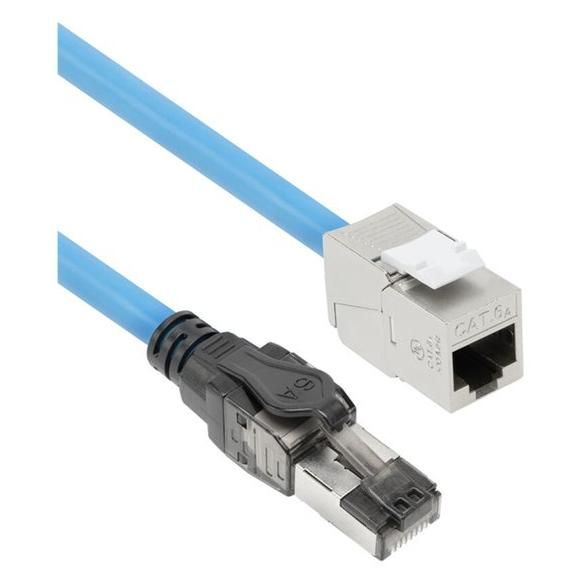 ACT Network Cable Extender - 80m, 7.4mm, S/FTP CAT 6a, IEEE 802.3bt, Halogen-Free, Solid, Installation, Blue RAL 5015
