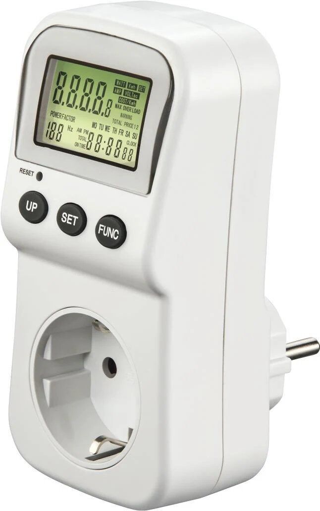 Hama Energy Cost Meter with LCD Display, Digital Power Meter for Outlet (00223561)