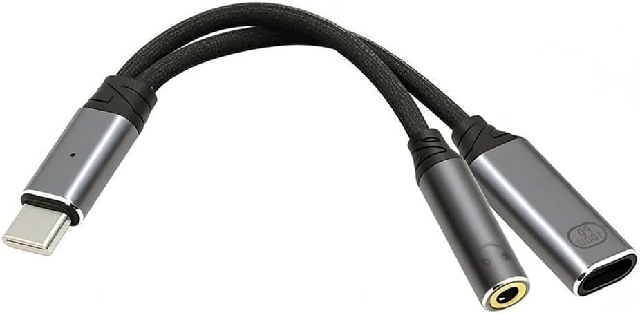 Adaptador de audio USB-C a 3.5mm Subzonal - 16 bits 48 kHz, cable de entrega de potencia PD 100 W para portátil, tableta y teléfono