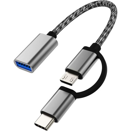 Adaptateur USB vers USB-C et Micro USB 2 en 1