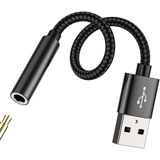 SUBZONAL Audio Adapter - USB Male to 3.5mm Jack Female AUX DAC Cable Headphone Speaker Mic for PC PS5 PS4