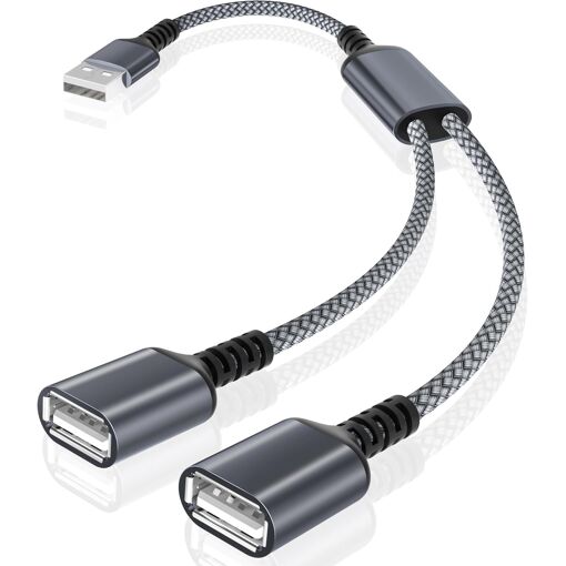Subzonal USB Cable Splitter 0.3M, 2 Female to 1 Male Adapter