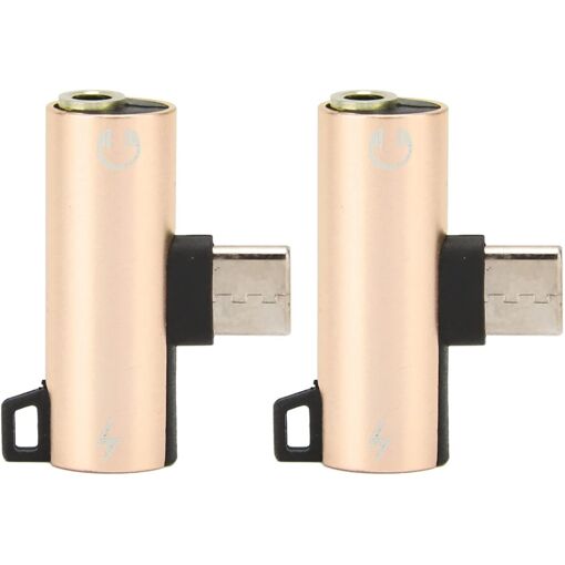 Adaptador Subzonal USB C a 3.5 mm, cable de audio 2 en 1 AUX para tabletas, PCs y teléfonos con puerto tipo C (Oro)