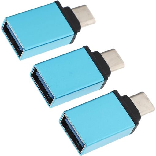 Subzonal 3-Piece USB to Type-C Adapter Converter for Phone and Computer, Blue