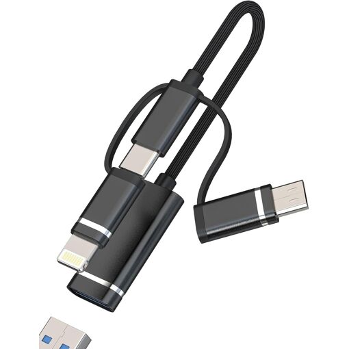 SUBZONAL 3-in-1 OTG Cable Adapter - USB C to Lightning to Micro USB for Apple iPhone 17/16/15/14 Pro Max Type C Male to Female Camera Adapter for iPad Hub Flash Drive Splitter Port Compatible with Samsung