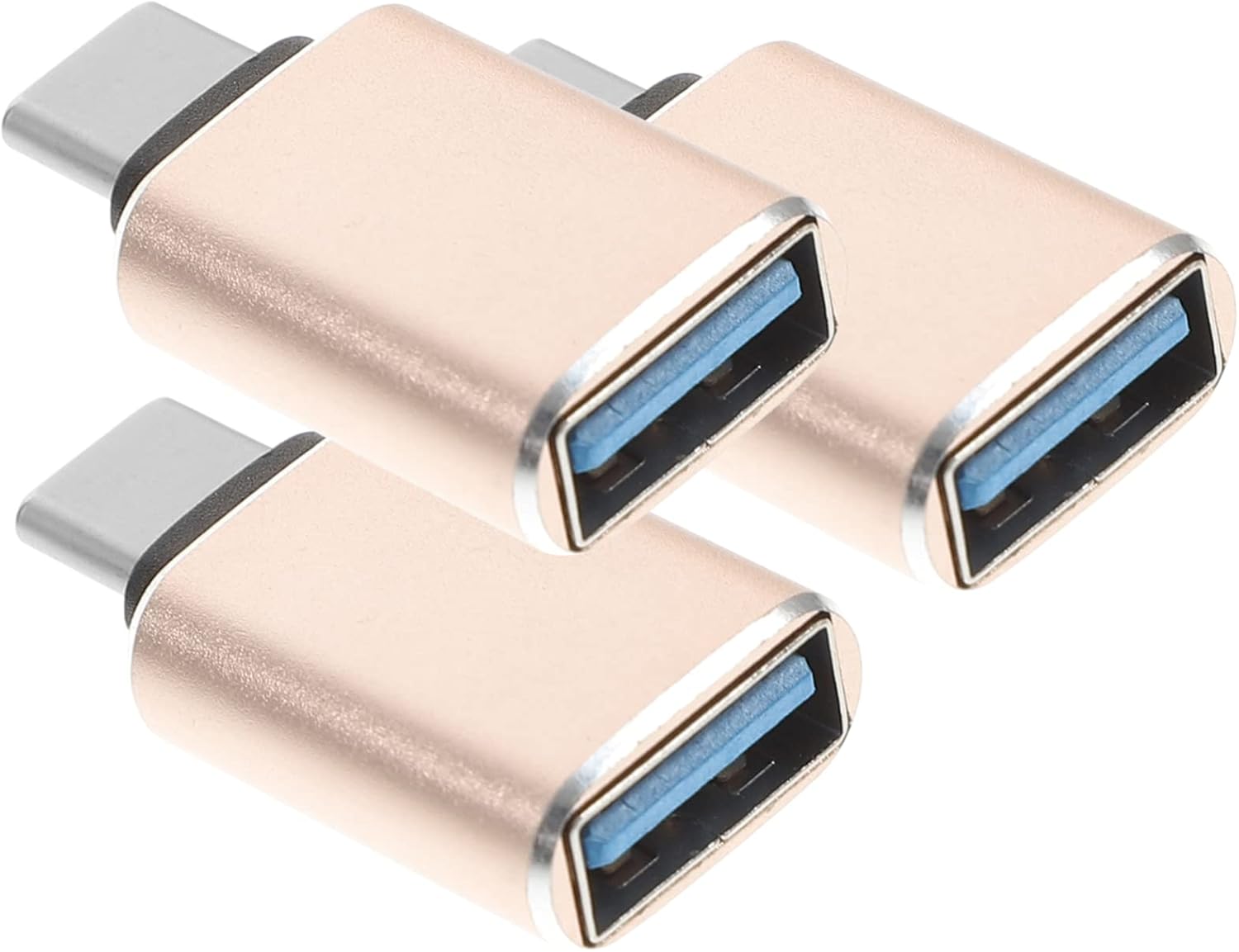 Subzonal USB 3.0 to Type C Adapters, Pack of 3 for Laptops and Phones, Compact Aluminum Connectors Compatible with Chargers and Tablets, Gold
