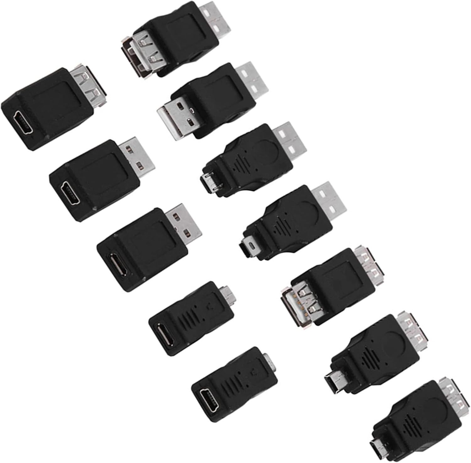 Subzonal USB Adapters - 12 Piece Set, Mini USB 2.0 Male to Female Converters