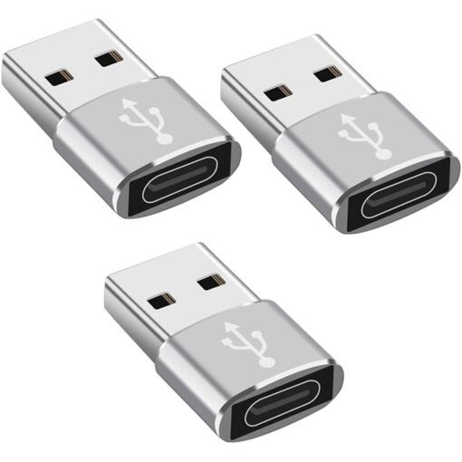 USB-C to USB 2.0 Adapters - Aluminum Alloy, Lot of 3, Oxidation Resistant, Portable for Laptop and Tablet