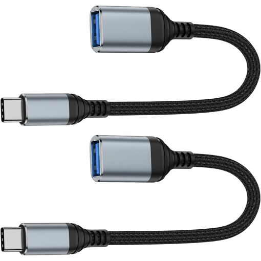 Kit d'adaptateurs USB-C vers USB 3.0 (2 pièces) - Câble OTG 5 Gbit/s pour Android, compatible avec la clé USB, lecteur de cartes, appareil photo et clavier