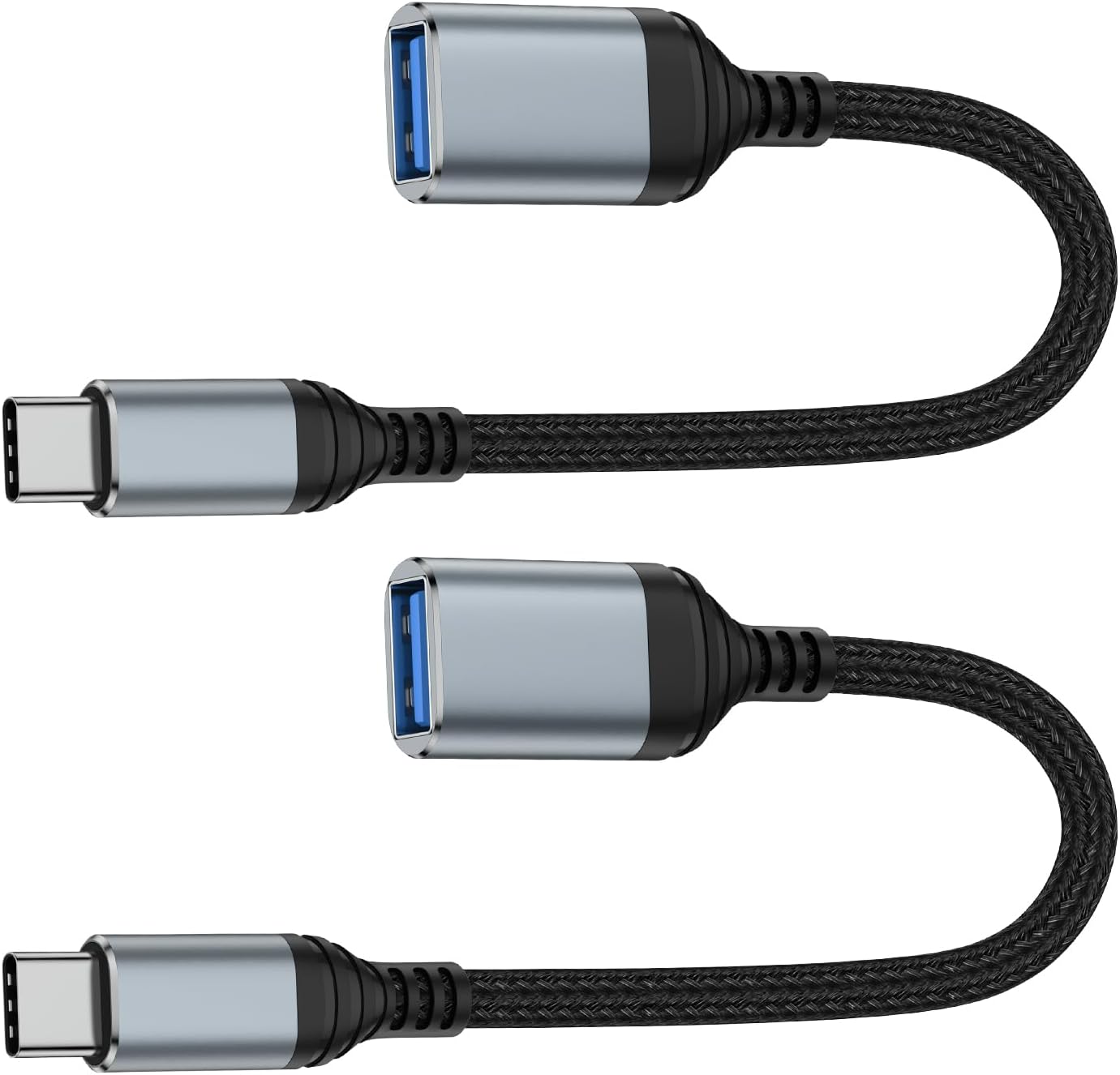 Kit d'adaptateurs USB-C vers USB 3.0 (2 pièces) - Câble OTG 5 Gbit/s pour Android, compatible avec la clé USB, lecteur de cartes, appareil photo et clavier