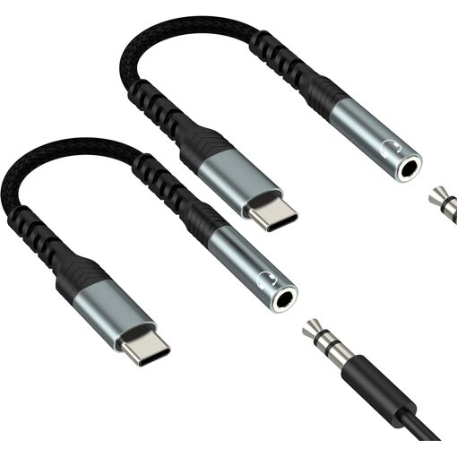 USB-C to 3.5mm Audio Adapter for iPhone, Samsung and More - 2 Pack